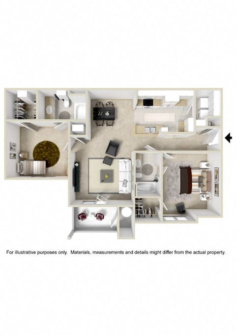 a bedroom with a bed and a desk in a room